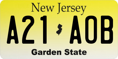 NJ license plate A21AOB