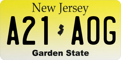 NJ license plate A21AOG