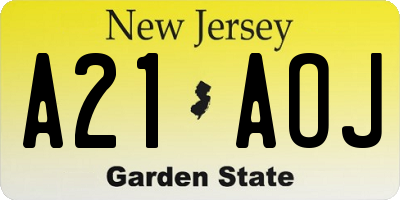 NJ license plate A21AOJ
