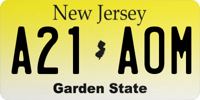 NJ license plate A21AOM