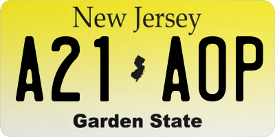 NJ license plate A21AOP
