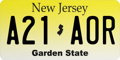 NJ license plate A21AOR