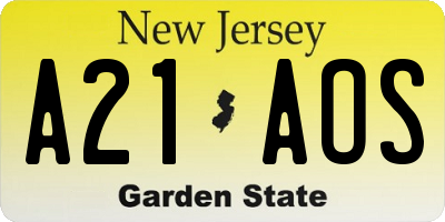 NJ license plate A21AOS