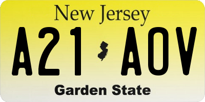 NJ license plate A21AOV