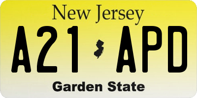 NJ license plate A21APD