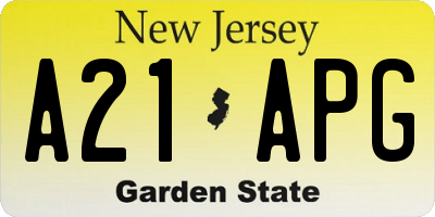 NJ license plate A21APG