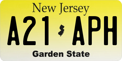 NJ license plate A21APH