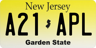 NJ license plate A21APL