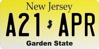 NJ license plate A21APR