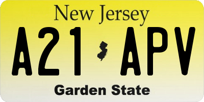 NJ license plate A21APV