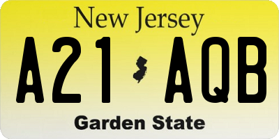 NJ license plate A21AQB