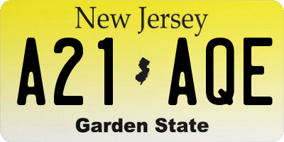 NJ license plate A21AQE