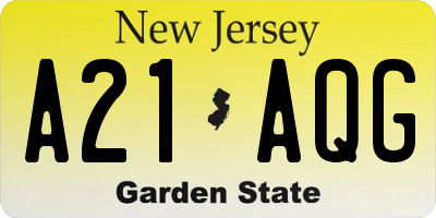 NJ license plate A21AQG
