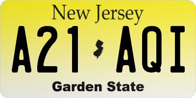 NJ license plate A21AQI