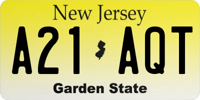 NJ license plate A21AQT