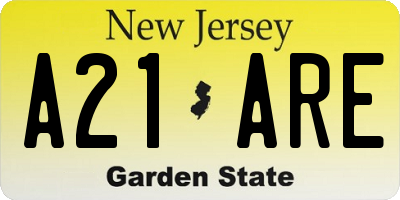 NJ license plate A21ARE