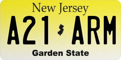 NJ license plate A21ARM