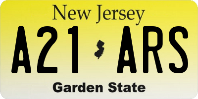 NJ license plate A21ARS