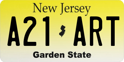 NJ license plate A21ART
