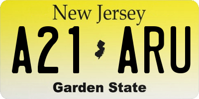 NJ license plate A21ARU