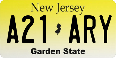 NJ license plate A21ARY