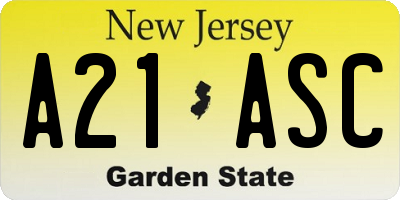 NJ license plate A21ASC