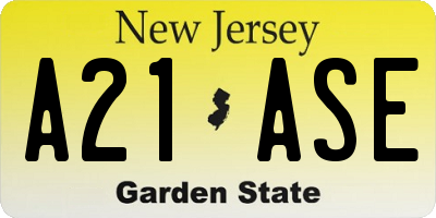 NJ license plate A21ASE