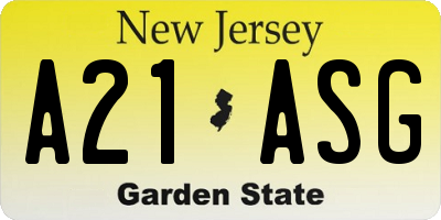 NJ license plate A21ASG
