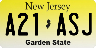 NJ license plate A21ASJ