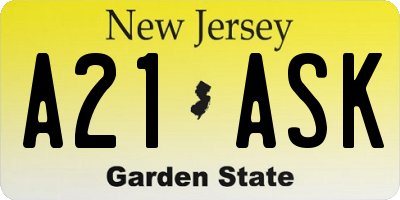 NJ license plate A21ASK