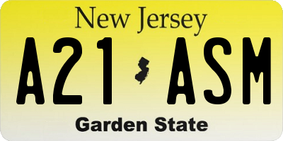 NJ license plate A21ASM