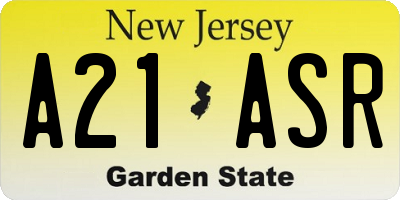 NJ license plate A21ASR