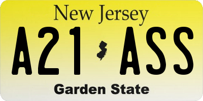 NJ license plate A21ASS