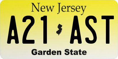 NJ license plate A21AST