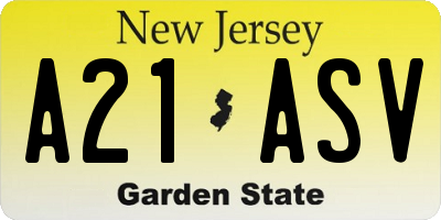 NJ license plate A21ASV
