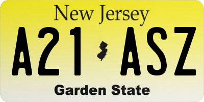 NJ license plate A21ASZ