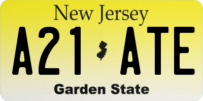 NJ license plate A21ATE
