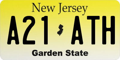NJ license plate A21ATH