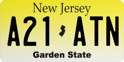 NJ license plate A21ATN