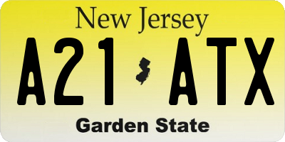 NJ license plate A21ATX