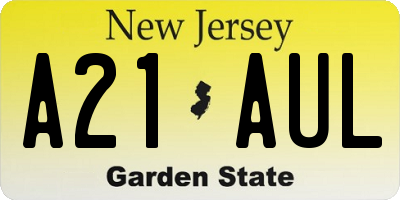 NJ license plate A21AUL