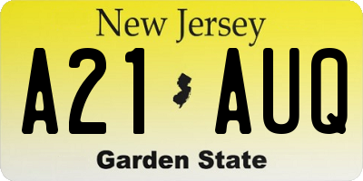 NJ license plate A21AUQ