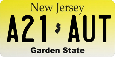 NJ license plate A21AUT