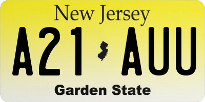 NJ license plate A21AUU