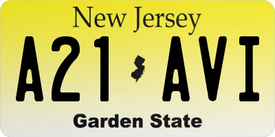 NJ license plate A21AVI