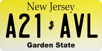 NJ license plate A21AVL