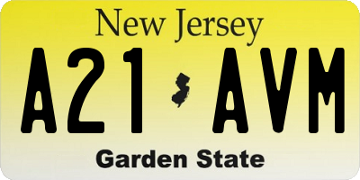 NJ license plate A21AVM