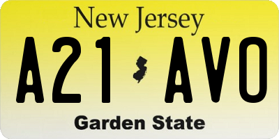 NJ license plate A21AVO