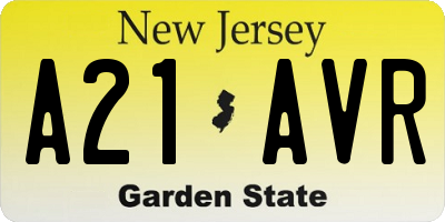 NJ license plate A21AVR