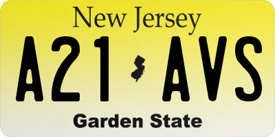 NJ license plate A21AVS